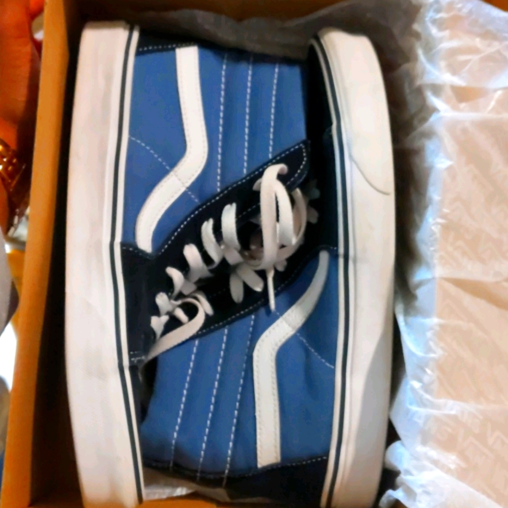 Vans blue and white skate hi